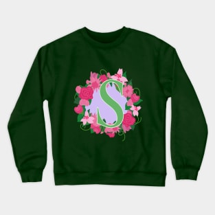 Monogram S, Personalized Floral Initial Crewneck Sweatshirt